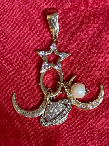 HEIDI DAUS Cosmos Planet Moon Stars & Clear Crystal Charm Holder And 4 Charms