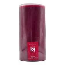 Place & Time Spiced Winter Apple Pillar Candle Holiday Red Christmas 4" x 8"