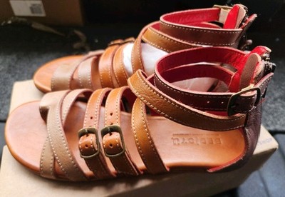 Bed Stu Miya F373046 Womens Brown Leather Zipper Strap Sandals Shoes
