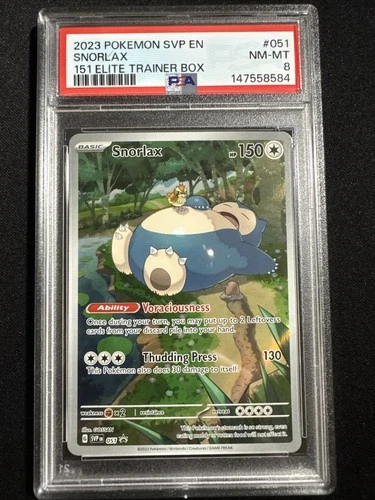 2023 POKEMON SVP EN-SV BLACK STAR PROMO 151 ELITE TRAINER BOX #051 SNORLAX PSA 8