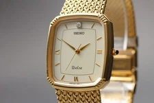 [N MINT] Seiko Dolce 5E31-5A90 Gold Tank Quartz Men's Watch JAPAN