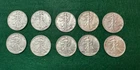 (Lot of 10) Walking Liberty 90% Silver Half Dollar Coins 1935-37,  41-46x2 Circ.