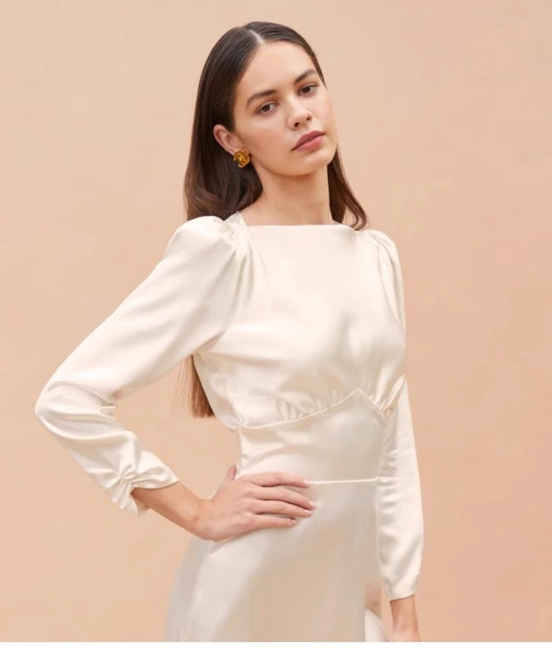 OFF WHITE Abito donna Reformation seta raso superficie lucida temperamento