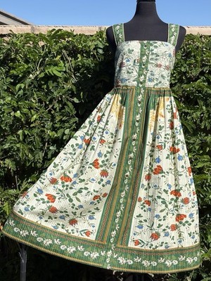 Caroline Constas M Multicolor floral squed neck High Waist Beaded Midi Dress-NWT