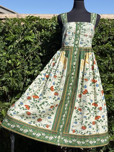 Caroline Constas M Multicolor floral squed neck High Waist Beaded Midi Dress-NWT
