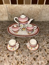 Vintage Hand Painted Porcelain 10-pc Miniature Tea Set Thailand D77