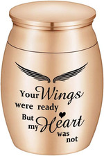 Mini Stainless Steel Keepsake Urn for Ashes - Your Wings Were Ready