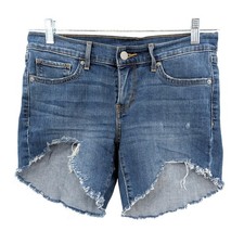 Levi's Distressed Cutoff Denim Shorts Mid Rise Stretch Size 4