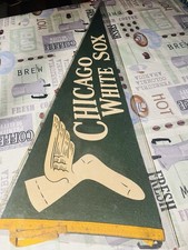 Vintage 1950s Chicago White Sox Felt Pennant Winged Sock Logo Player Figures