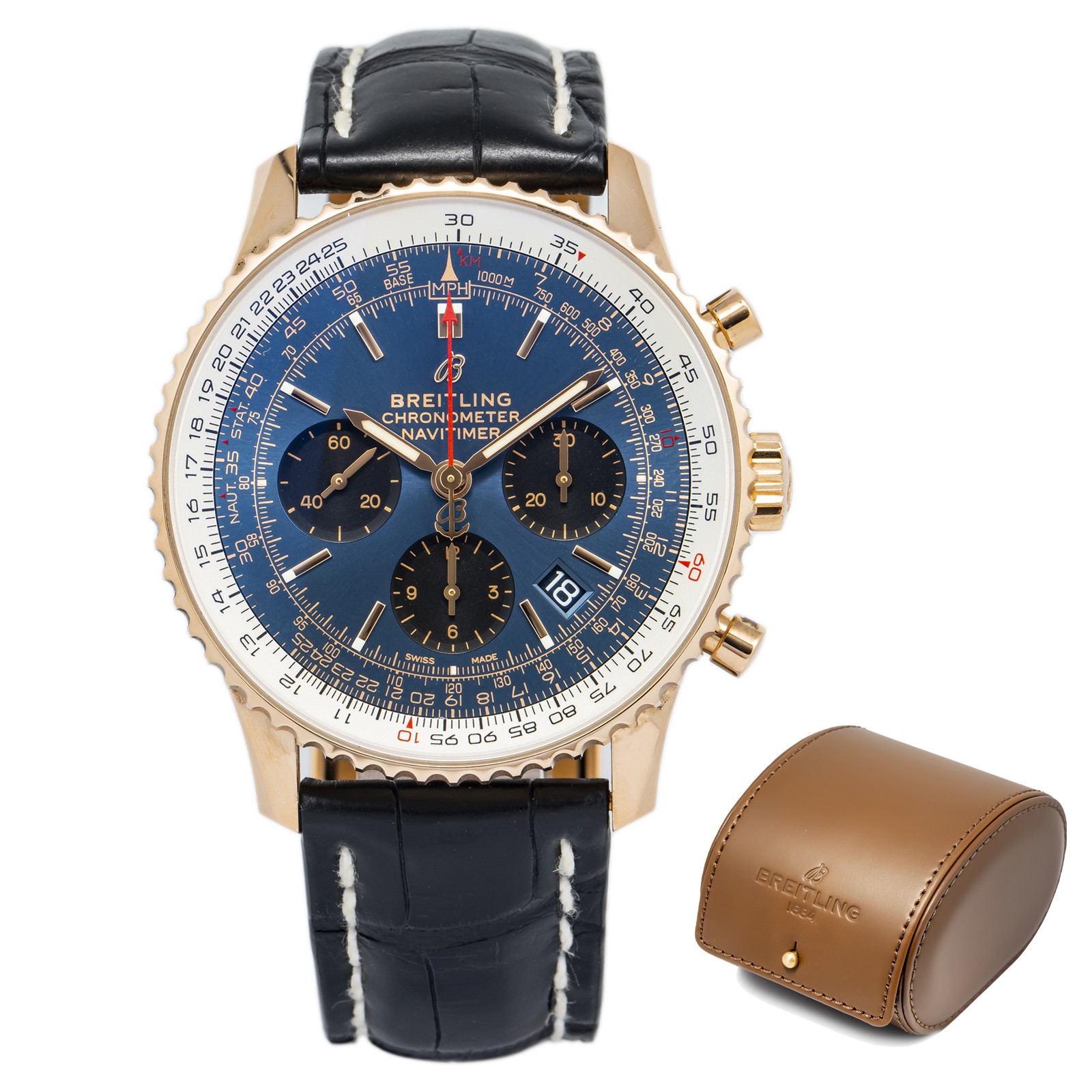 Breitling Navitimer RB0121 COMPLETE 18K Rose