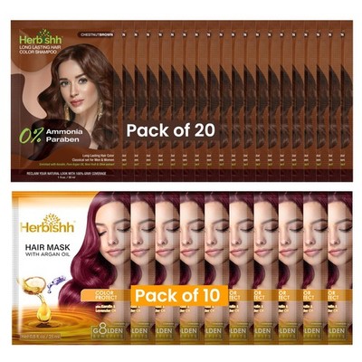 Herbishh Hair Color Shampoo For Gray Hair Natural Ammonia Hair Dye Argan Hair