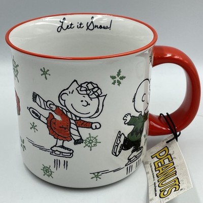 Snoopy & Friends 'Ice Skating' große Keramik Weihnachtstasse   Kaffee-/Teetasse   Neu