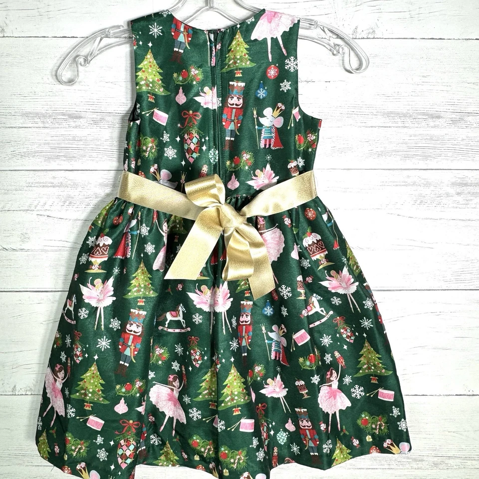 Vestido Bonnie Jean Cascanueces Verde Navidad Vacaciones Niñas Talla 6 Foto 4 de 4