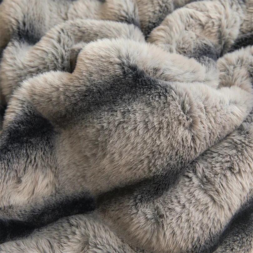 Manta de piel de conejo sintética engrosada acogedora manta mullida de felpa funda de sofá Foto 3 de 4