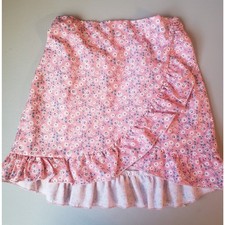 Shein Girls Pink Floral Faux Wrap Skirt Ruffles Size 7Y