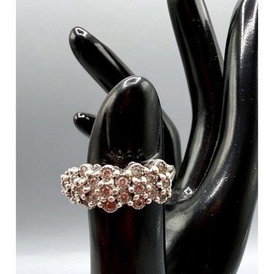 Sterling Silver 925 Diamond Cluster Cocktail Ring Size 6.5 5.08g Broken Band