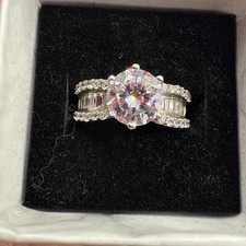 Vintage Seta 925 Sterling Silver CZ Engagement Ring Size 6