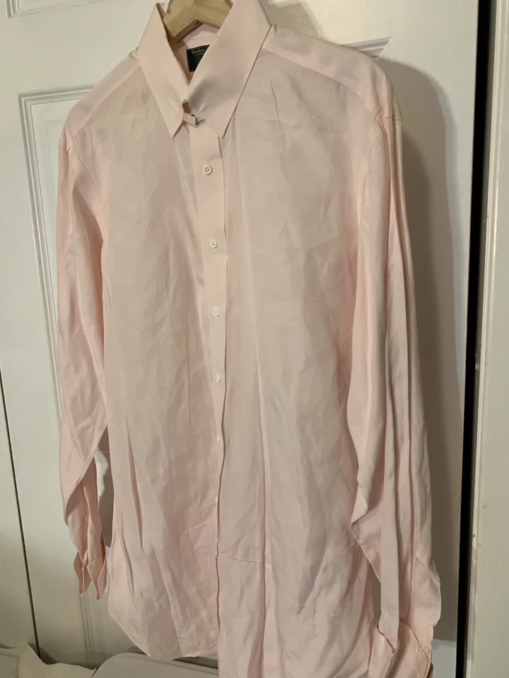 Tom James Men’s Sz XL Dress Shirt Button Down Collar DMJ Initial Sleeves Pink - Image 3 of 4