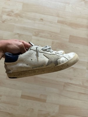 Golden Goose Super-Star Sneaker Low Top Weiß/Blau/Beige EU 43 Schnürung