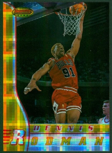1996-97 Bowman's Best Atomic Refractor DENNIS RODMAN 40 Rare Bulls SP Nice Color