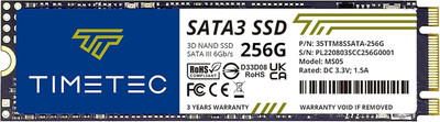 Timetec 256GB SSD 3D NAND SATA III 6 Gb/S M.2 2280 NGFF 128 TBW Lesegeschwindigk
