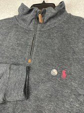 Polo Ralph Lauren Sweater Mens Large Gray 1/4 Zip Mock Neck Pullover Pony Logo