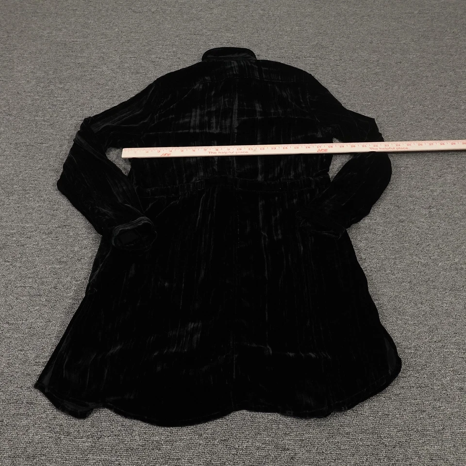 Coldwater Creek рубашка платье женщин маленький черный бархат кнопка спереди подпоясанный туника - Изображение 3 из 4