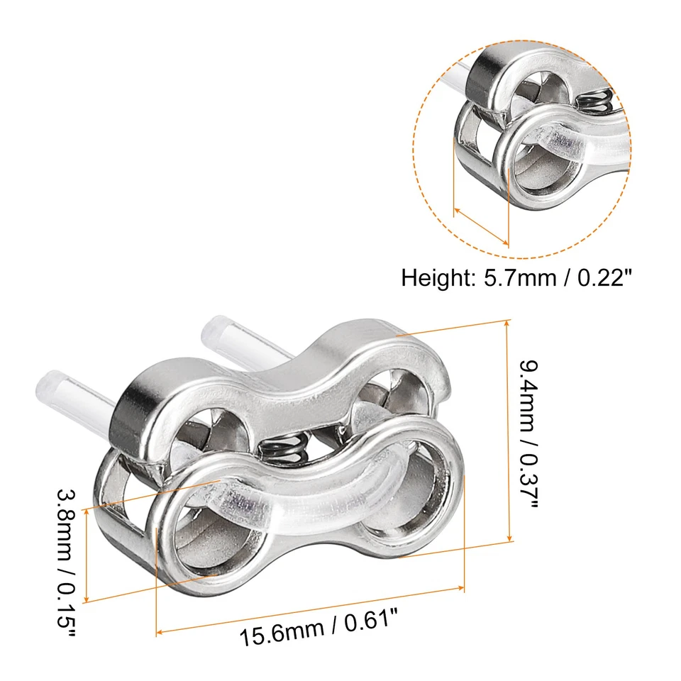 10 peças cabo de mola de liga leve trava extremidades alternador para cadarços prata brilhante 15,6x9,4 mm - Imagem 2 de 4