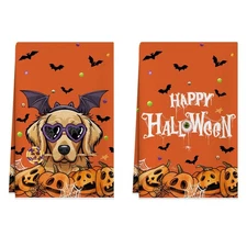 XCHI Happy Halloween Dog Spooky Pumpkin Kitchen Towels Dish Towels 18x26 Inch...