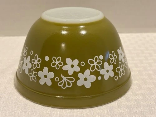 Pyrex 401 Vintage Mixing Bowl Green Crazy Daisy Spring Blossom 750ml/1.5 Pint