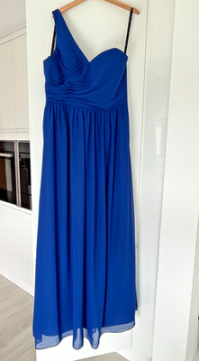 Brautjungfer Abschlussball Abendkleid Kleid Alfred Angelo 7257XL blau One-Shoulder-Größe 18