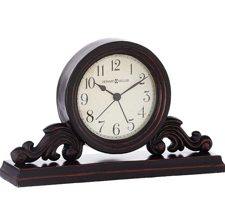 Howard Miller Bishop Tabletop Mantel Clock Alarm Clock Wood Scroll Base NEW - Image 2 of 4