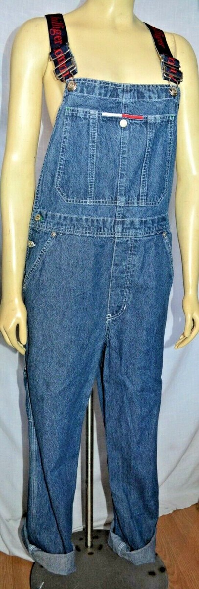 ICONIC LOGO Vintage Suspender Tommy Hilfiger Carpenter Jeans Overalls Women's S