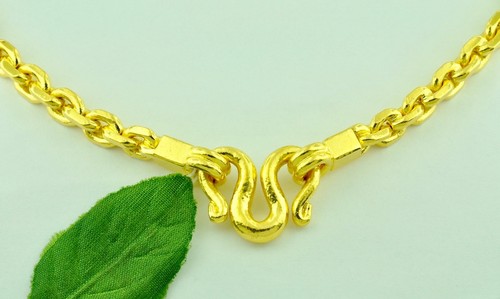 24K Yellow Gold Anchor chain necklace handmade in USA 189.60 grams 24 inches - Picture 2 of 7