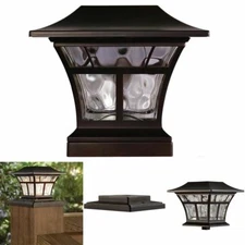 BRONZE SOLAR LED DECK POST CAP LIGHT 4"x4" 6"x6" Outdoor Garden Patio Lighting