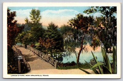 #ad Landa#x27;s Park Bridge New Braunfels Texas c1920 Postcard $11.21