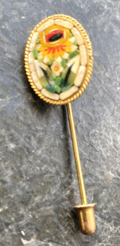 Vintage  Mosaic Floral  Motif Stick Pin ITALY