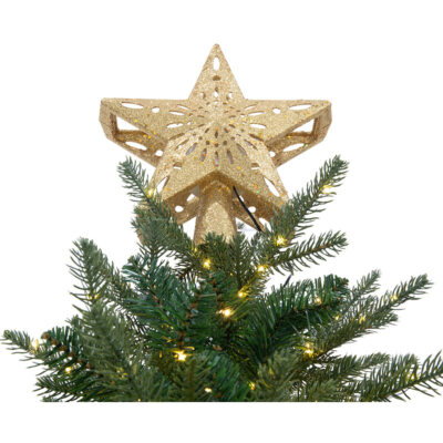 infactory LED-Weihnachtsstern-Baumspitze mit Projektor, gold
