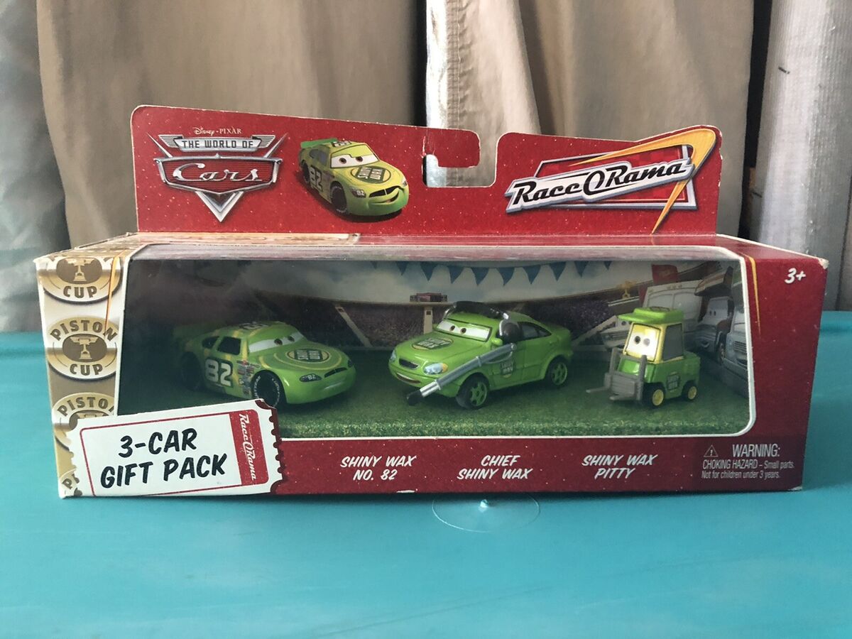 DISNEY PIXAR CARS RACE O RAMA SHINY WAX 3-CAR GIFT PACK