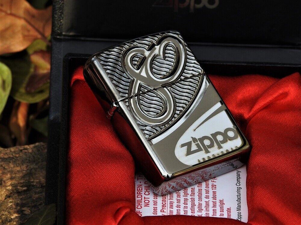 Zippo Lighter - 80th Anniversary Edition - Black Chrome Armor Case - Rare  -28249