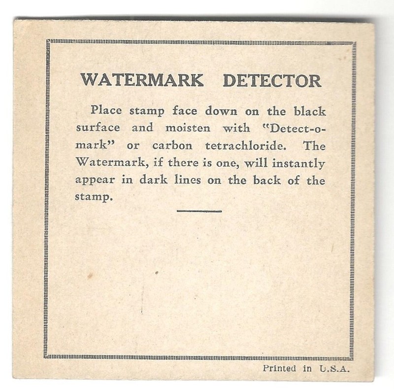 WATERMARK DETECTOR w. Printed Directions “Detect-o-mark”for Carbon Tetrachloride
