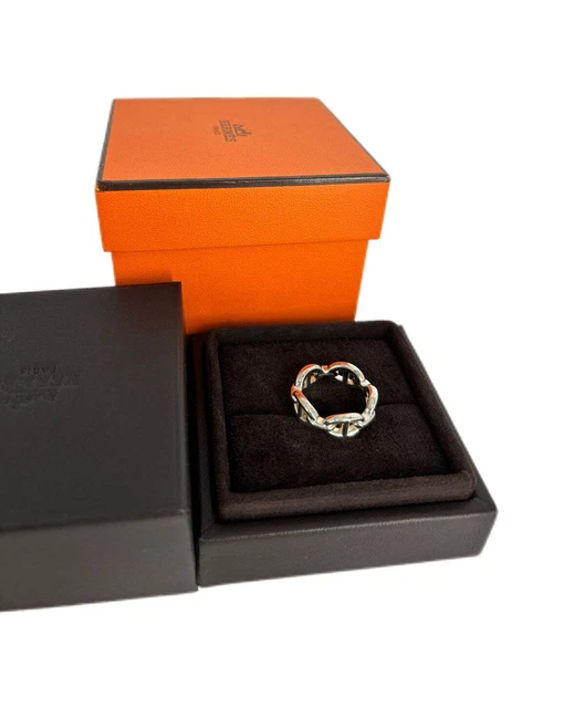 Hermes Chaine d'Ancre Silver Ring