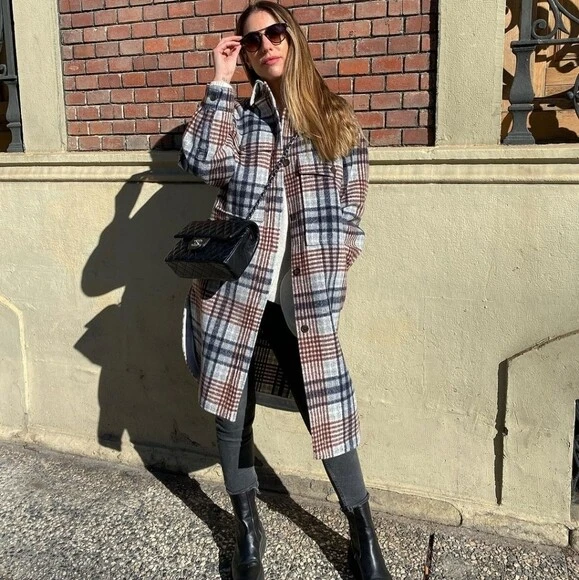 ZARA NEW WOMAN CHECK PLAID LONG OVERSHIRT SHIRT JACKET COAT S M 7522/042 |  eBay