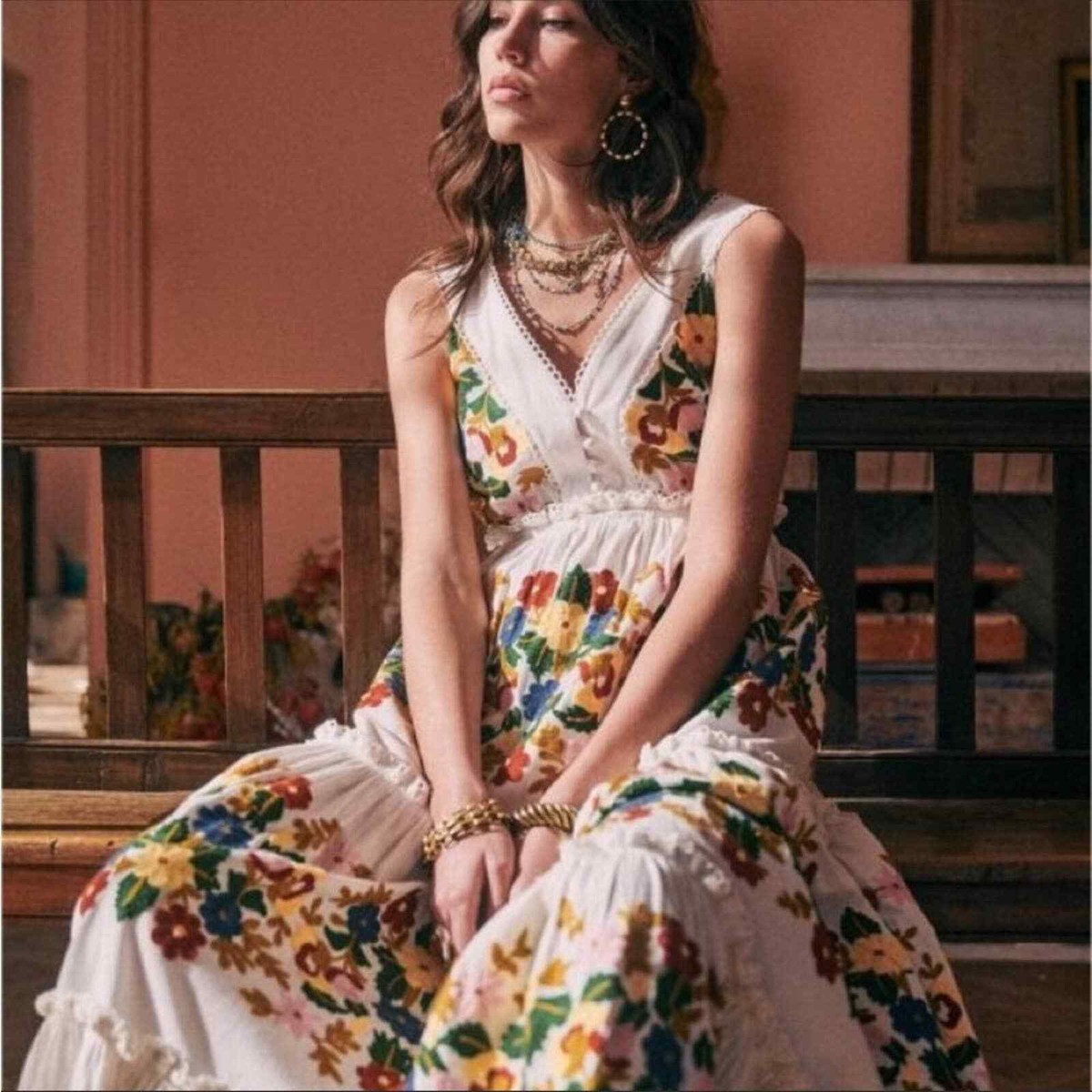 NWT Sezane Reetika Dress multicolor floral 38 / 6 | eBay