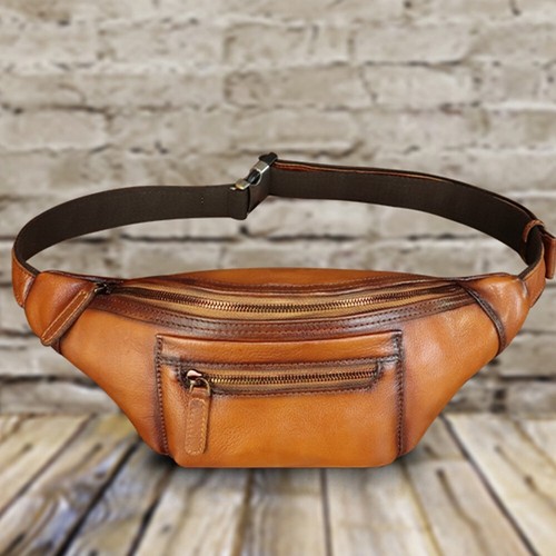 Echtleder Bauchtasche für Damen und Herren Vintage Handarbeit Leder Gürteltasche - Bild 7 von 14