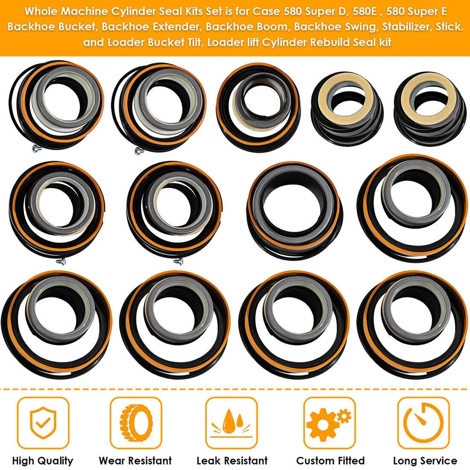 For Case 580E 580SE 580SD Whole Machine Seal Kit Backhoe Hydraulic Cylinder Seal - Image 3 of 4