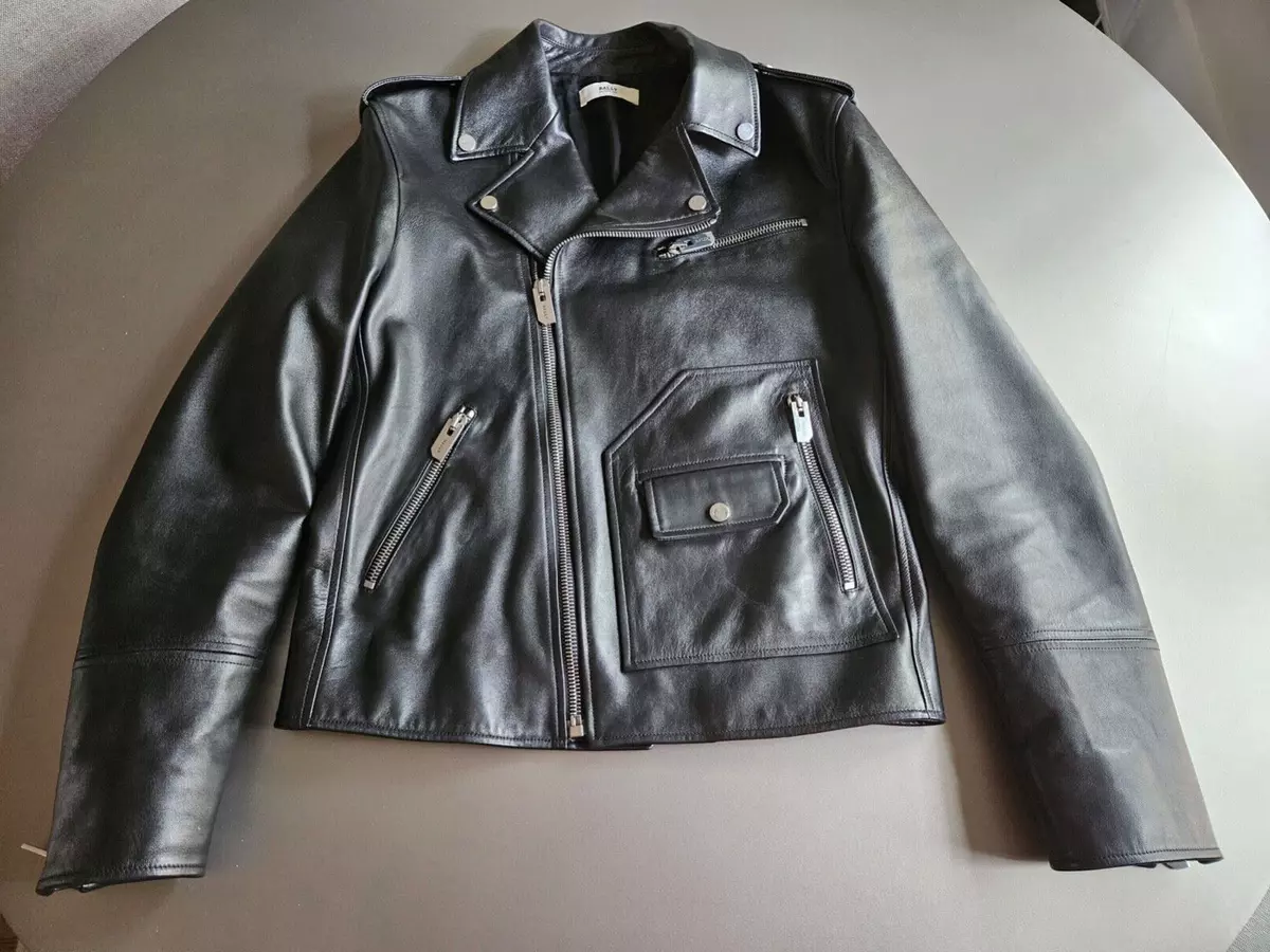 Bally 100% Lamb Leather Italian Made Biker Asymmetrical Jacket; Cool+Rare;  40