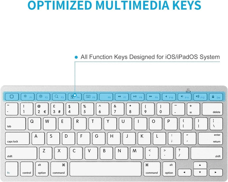 Teclado Inalámbrico Bluetooth OMOTON para iOS Compatible con iPad Pro/Air/Mini, iP - Imagen 2 de 4
