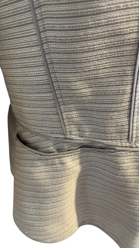 White House Black Market Metallic Gold Striped Peplum Blazer Jacket Gray 10 WHBM - Picture 12 of 13