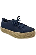 Skechers Bobs Sesame Espadrille Lace Up Sneakers Sun Dazing Navy